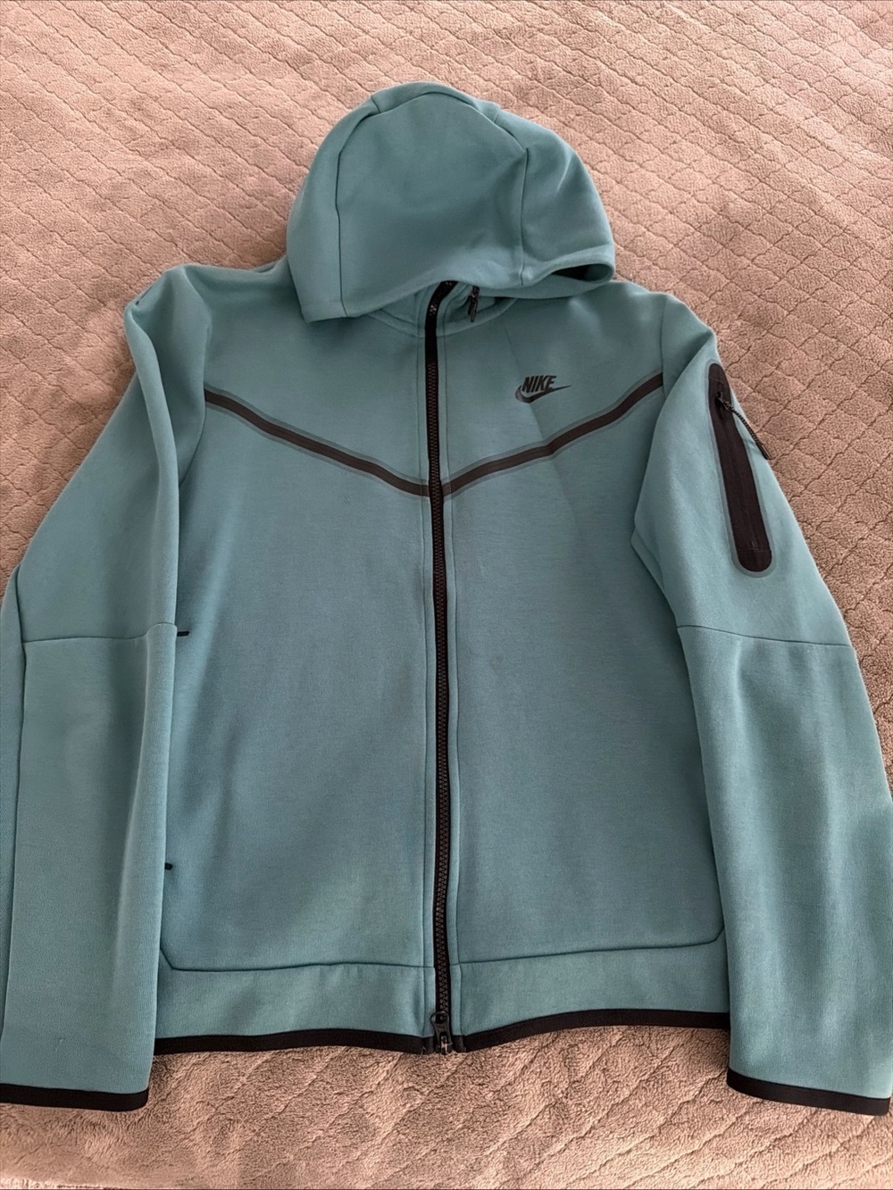 Nike Tech Men's Teal Full-Zip Hooded Jacket medium